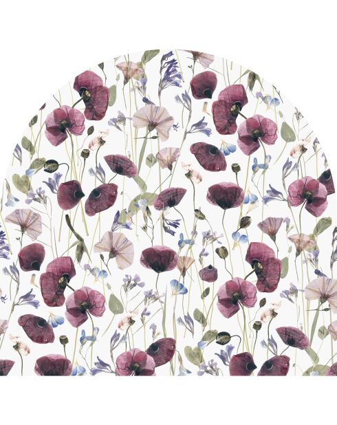 Testiera in vinile multicolore Arco Amapolas Sobre Blanco - 160x165 cm