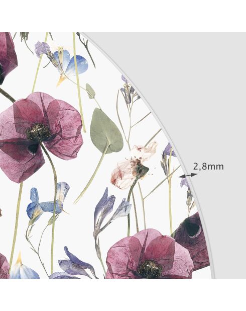 Testiera in vinile multicolore Arco Amapolas Sobre Blanco - 160x165 cm