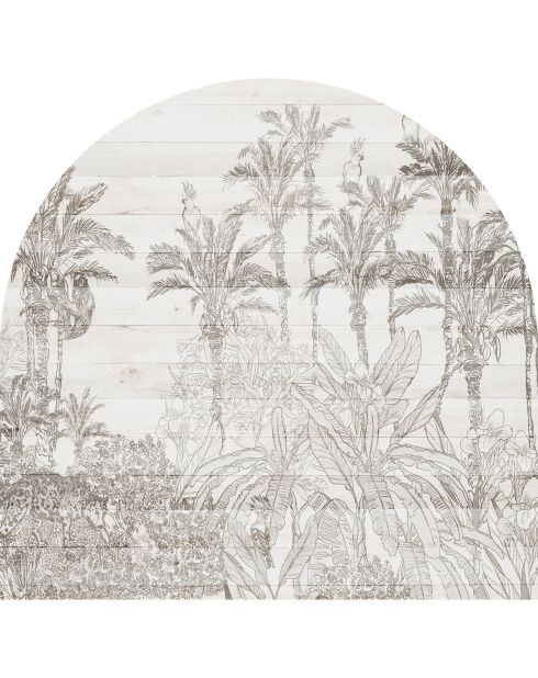 Cabecero de cama de vinilo Arco Loros en La Jungla greige - 90x90 cm