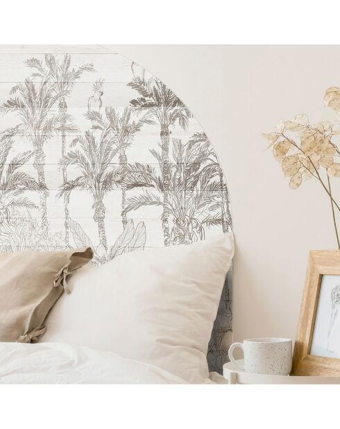 Cabecero de cama de vinilo Arco Loros en La Jungla greige - 90x90 cm