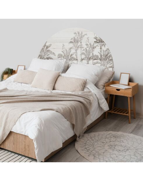 Cabecero de cama de vinilo Arco Loros en La Jungla greige - 90x90 cm