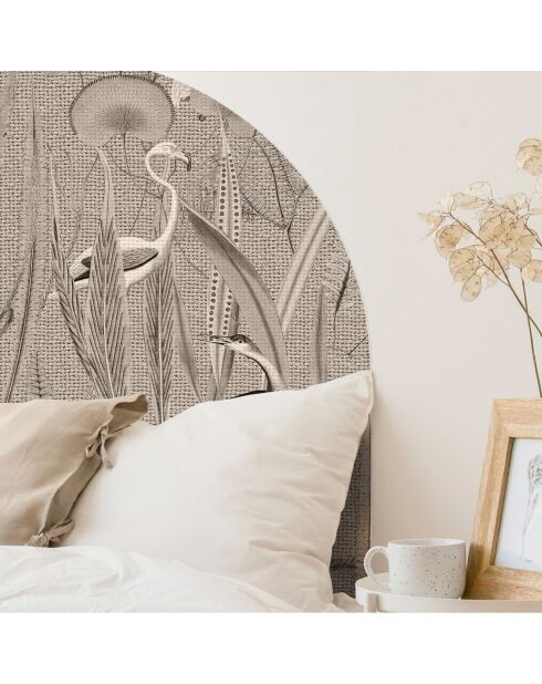 Testiera in vinile beige Arco Pajaros Yute - 160x165 cm