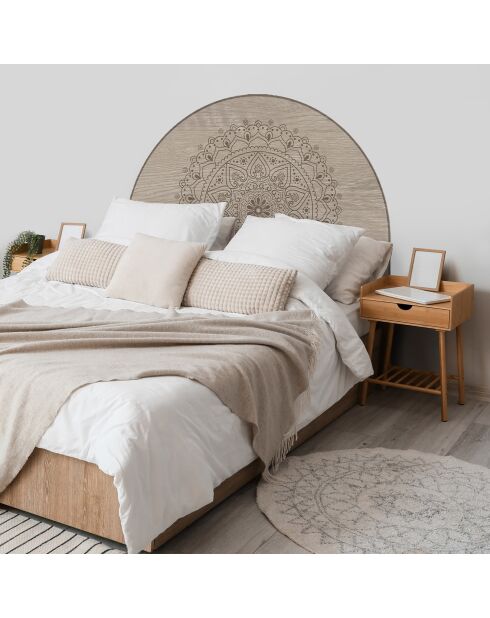 Testiera in vinile Arco Mandala in Madera beige - 90x90 cm