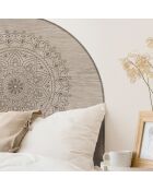 Tête de lit en vinyle Arco Mandala en Madera beige - 90x90 cm