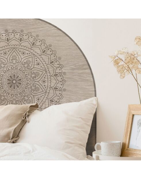 Tête de lit en vinyle Arco Mandala en Madera beige - 90x90 cm