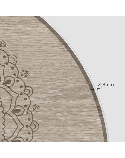 Tête de lit en vinyle Arco Mandala en Madera beige - 90x90 cm