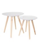 2 Tables gigognes rondes Relief gouttelette blanc/beige
