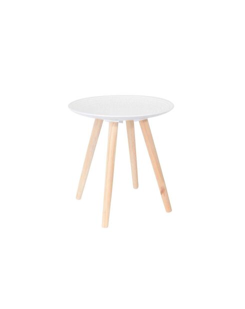 2 Tables gigognes rondes Relief gouttelette blanc/beige