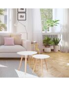 2 Tables gigognes rondes Relief gouttelette blanc/beige