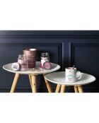 2 Tables gigognes rondes Relief gouttelette blanc/beige