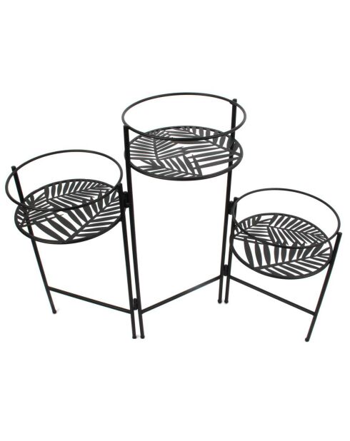 3 Porte plantes en éventail noirs - 66.5x50x21 cm