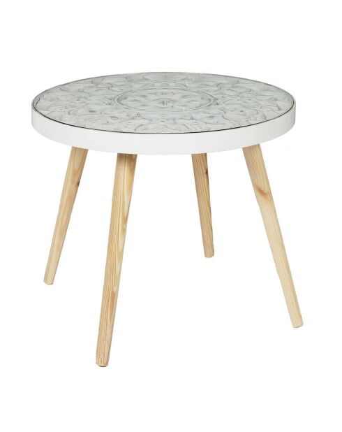 Table basse Arabesque beige/blanc - 50x41.5x50 cm