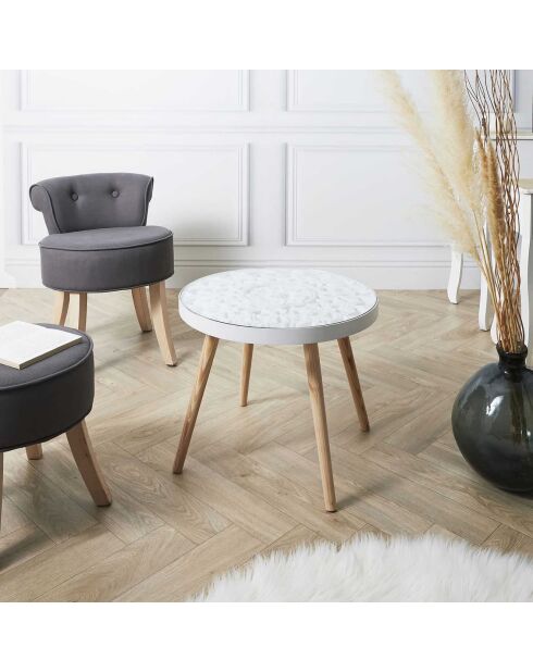 Table basse Arabesque beige/blanc - 50x41.5x50 cm