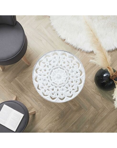 Table basse Arabesque beige/blanc - 50x41.5x50 cm