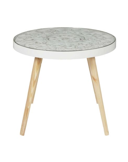 Table basse Arabesque beige/blanc - 50x41.5x50 cm