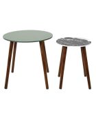 2 Tables gigognes vert/blanc/noir