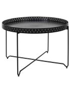 Table d'appoint plateau rond Seville noire - 78x48x78 cm