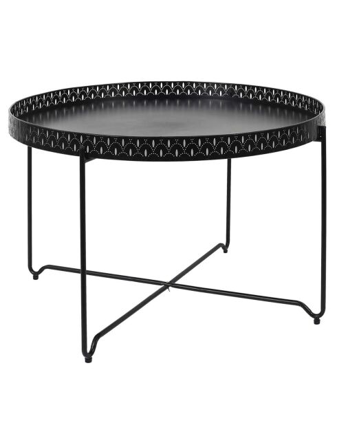 Table d'appoint plateau rond Seville noire - 78x48x78 cm