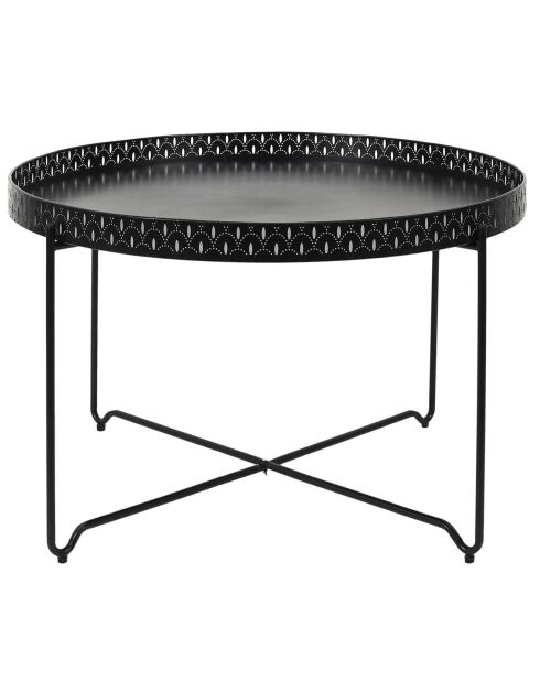 Table d'appoint plateau rond Seville noire - 78x48x78 cm