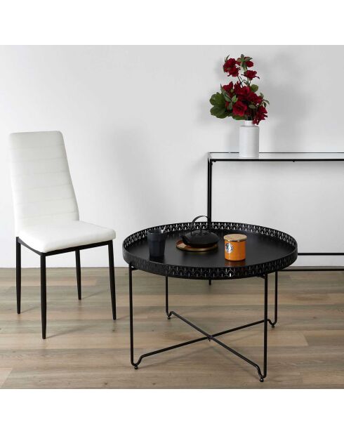 Table d'appoint plateau rond Seville noire - 78x48x78 cm