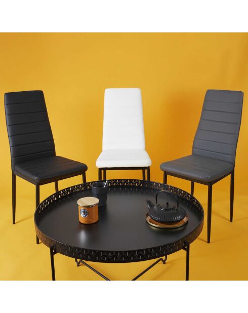 Table d'appoint plateau rond Seville noire - 78x48x78 cm