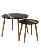 2 Tables gigognes bicolores Relief marron/noir