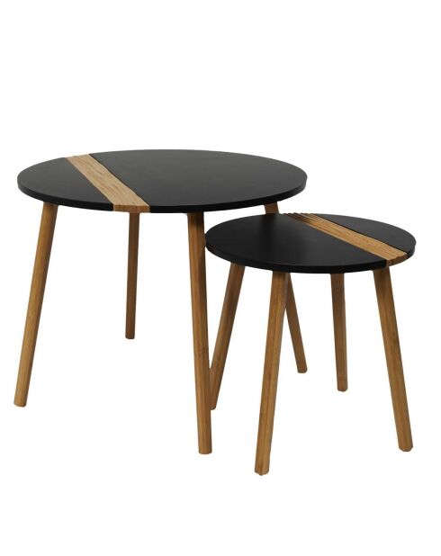2 Tables gigognes bicolores Relief marron/noir