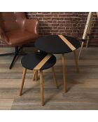 2 Tables gigognes bicolores Relief marron/noir