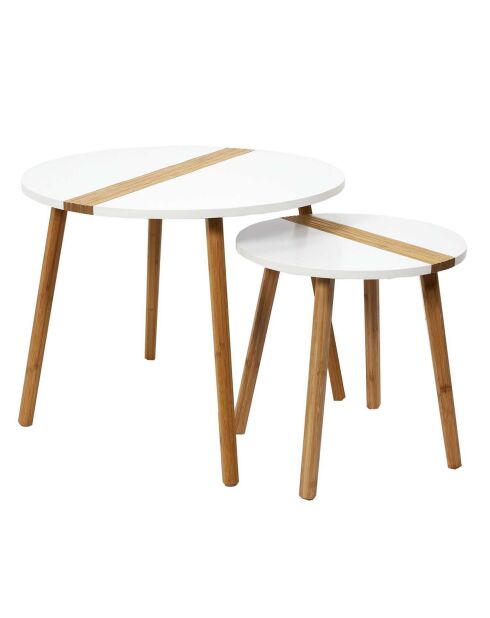 2 Tables gigognes bicolores Relief blanc/marron