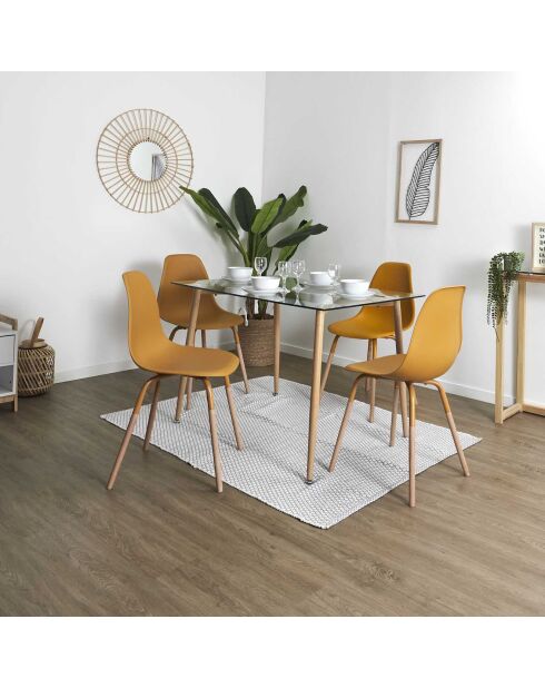 4 Chaises scandinaves Phenix jaune/marron - 55x81.9x45.9 cm