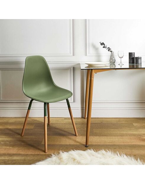 4 Chaises scandinaves Phenix vert/marron - 55x81.9x45.9 cm