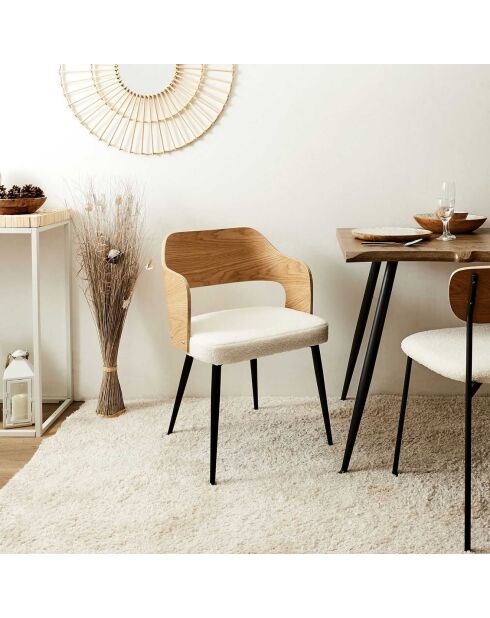 2 Fauteuils bouclette Loki marron/blanc/noir - 76x55x51.5 cm
