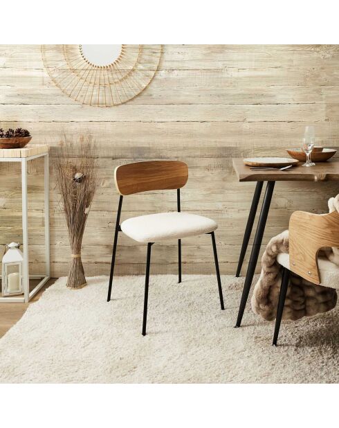 4 Chaises bouclette Loki marron/blanc/noir - 46x78.3x48 cm
