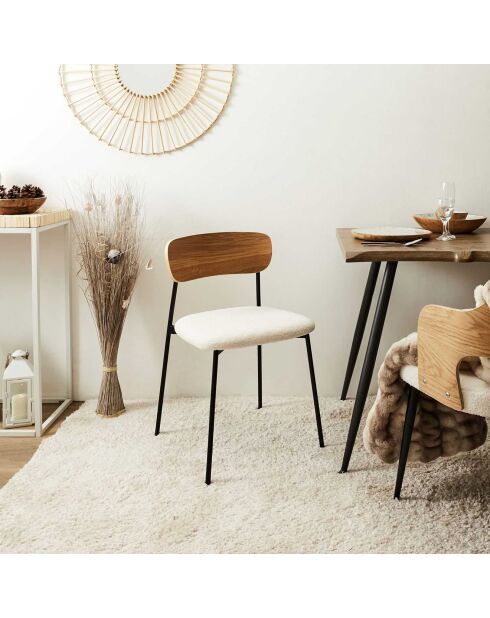 4 Chaises bouclette Loki marron/blanc/noir - 46x78.3x48 cm