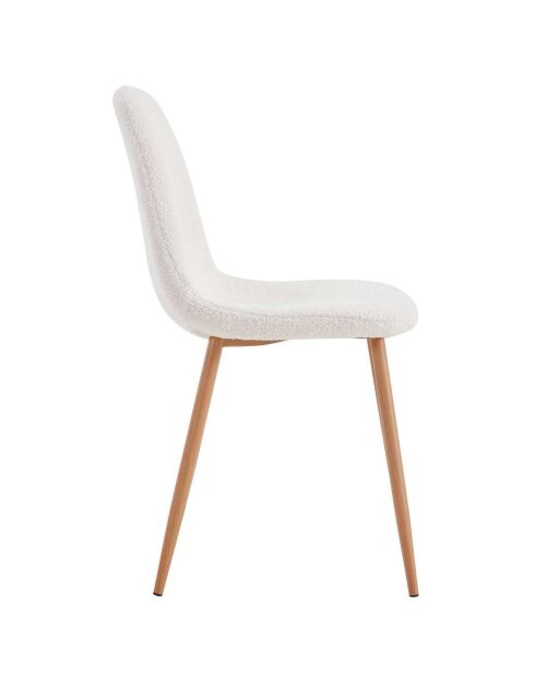 4 Chaises bouclette Freya blanc/marron - 50x86x44 cm