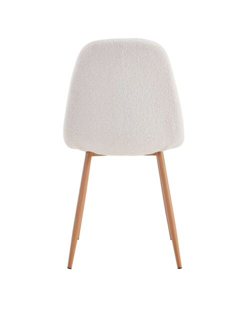 4 Chaises bouclette Freya blanc/marron - 50x86x44 cm