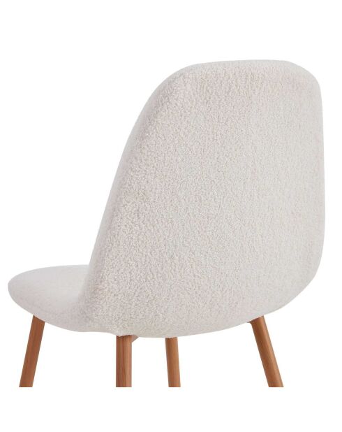 4 Chaises bouclette Freya blanc/marron - 50x86x44 cm