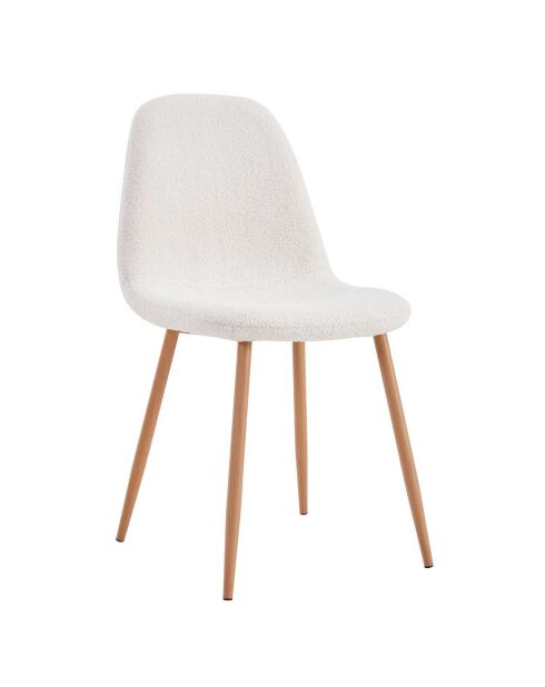 4 Chaises bouclette Freya blanc/marron - 50x86x44 cm