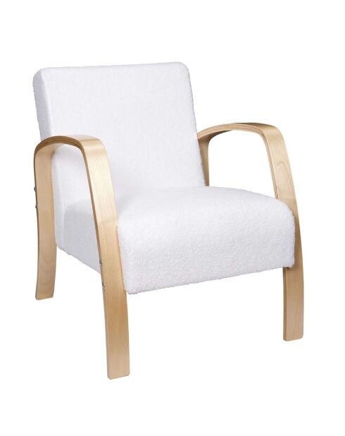 Fauteuil bouclette Hella blanc/marron - 80x75x61 cm