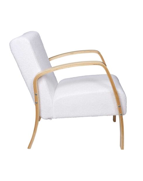 Fauteuil bouclette Hella blanc/marron - 80x75x61 cm