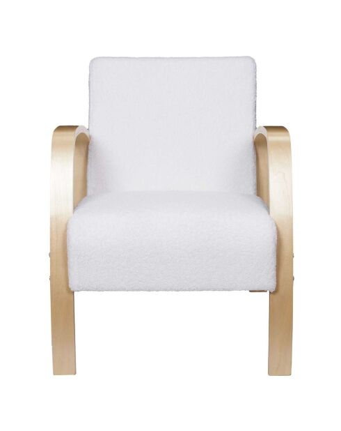 Fauteuil bouclette Hella blanc/marron - 80x75x61 cm