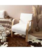 Fauteuil bouclette Hella blanc/marron - 80x75x61 cm