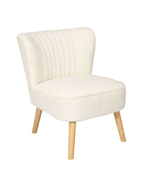 Fauteuil bouclette Erika blanc/marron - 70x72x59 cm