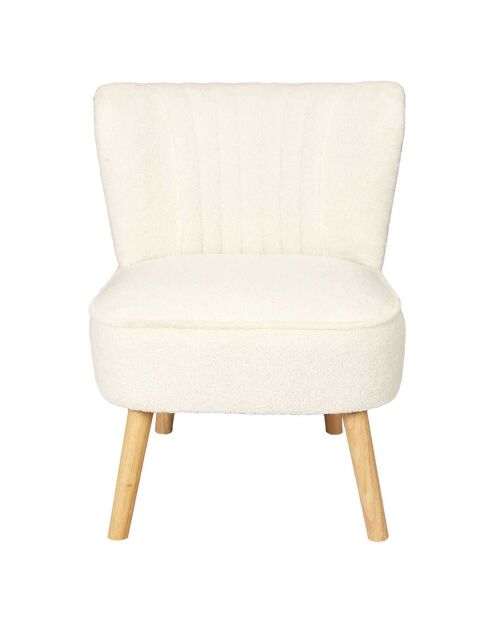 Fauteuil bouclette Erika blanc/marron - 70x72x59 cm