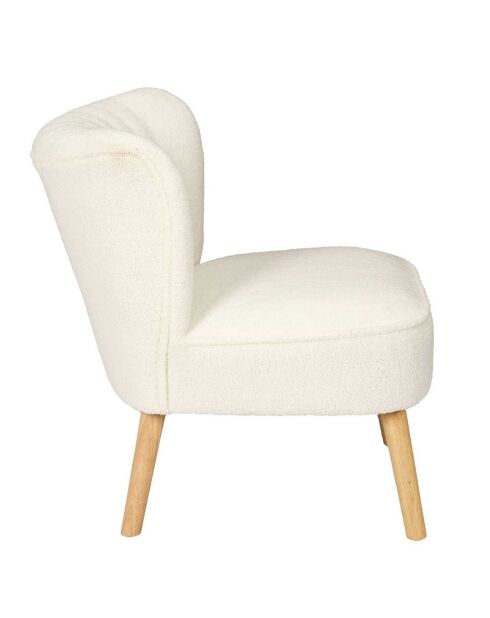 Fauteuil bouclette Erika blanc/marron - 70x72x59 cm