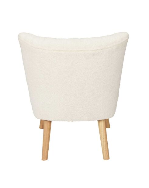 Fauteuil bouclette Erika blanc/marron - 70x72x59 cm