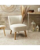 Fauteuil bouclette Erika blanc/marron - 70x72x59 cm