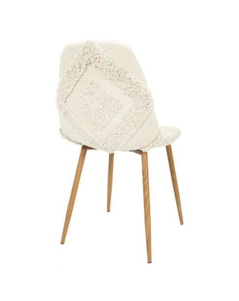 Chaise Faro pieds métal imitation bois beige/marron - 50x86x44 cm