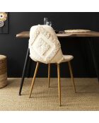 Chaise Faro pieds métal imitation bois beige/marron - 50x86x44 cm