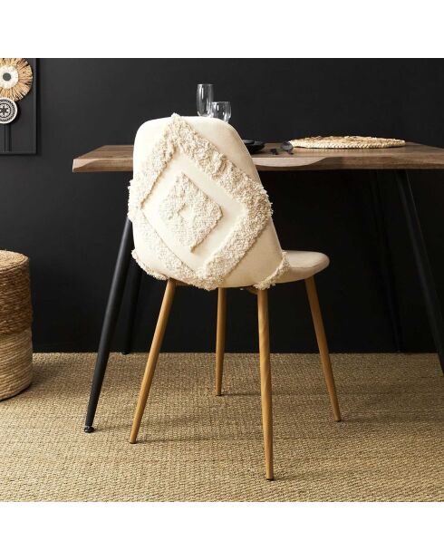 Chaise Faro pieds métal imitation bois beige/marron - 50x86x44 cm